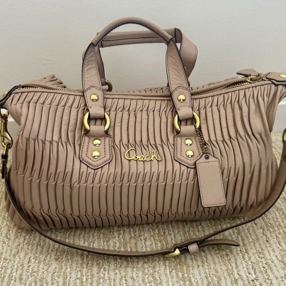 Coach Matelassé Ruched leather satchel